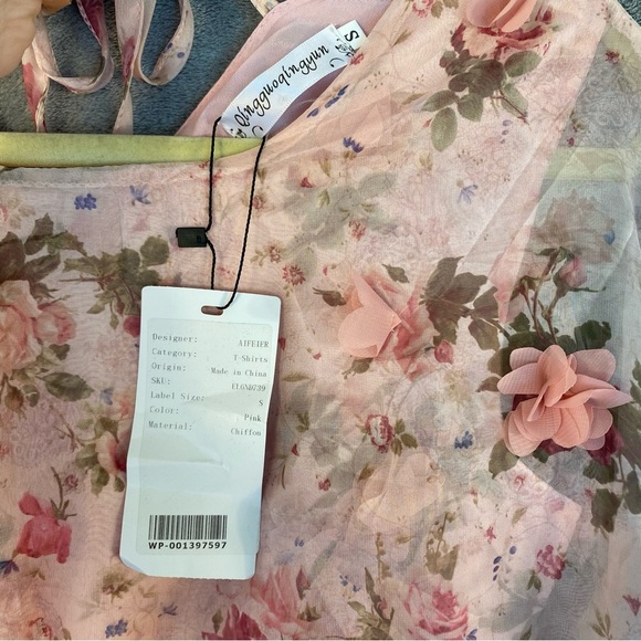 Coquette Floral Chiffon Ruffled Dress Small Whimsical Fairy Cottagecore Prairie - Picture 8 of 11